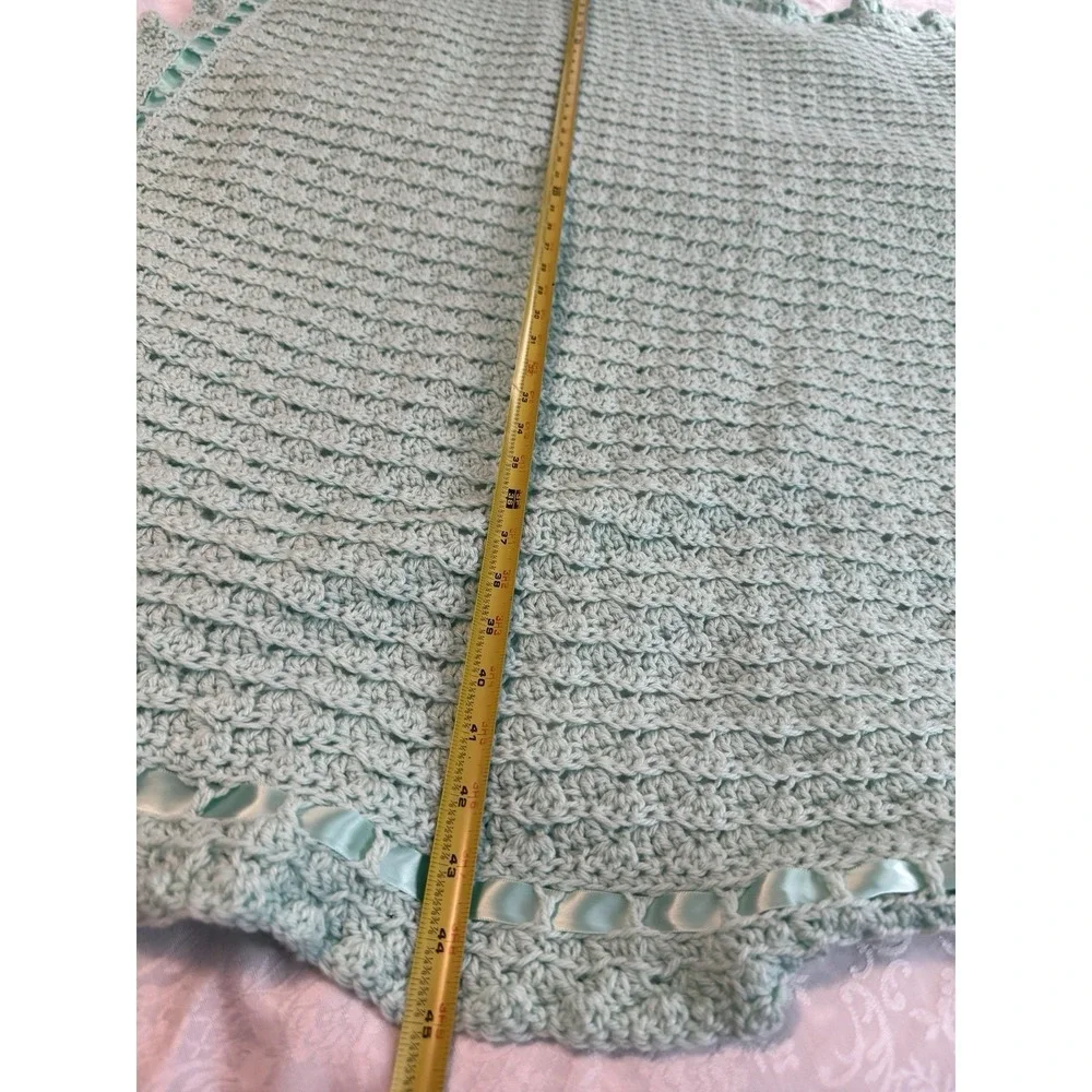 HANDMADE CROCHET BABY BLANKET/AFGHAN  Pastel Mint Green 40